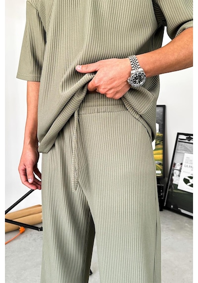 Haki Fitilli Oversize Tişört Haki