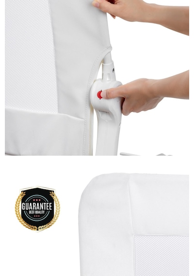 120x65 Cm Deri Kılıflı Yatak Bariyeri, Katlanır Yatak Korkuluğu, Beyaz
