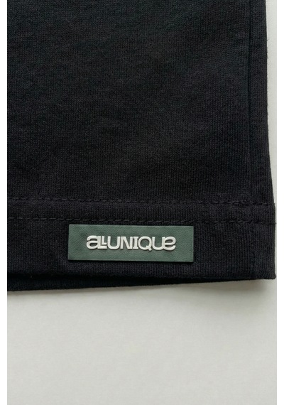 Allunique Erkek Pamuklu Oversize Bisiklet Yaka Siyah T-shirt