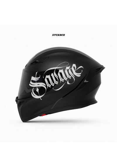 Savage Kask Sticker Motor Kaskı İçin Premium Yazı Sticker Beyaz