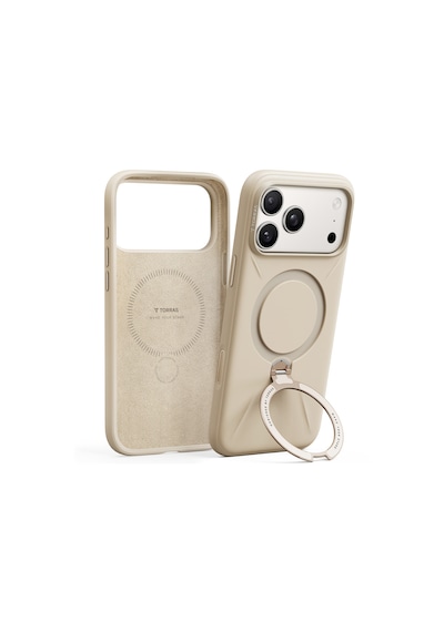 Torras Apple iPhone 17 Pro / 18 Pro Uyumlu O Stand Spin Silicone Serisi Magsafe Kılıf Krem