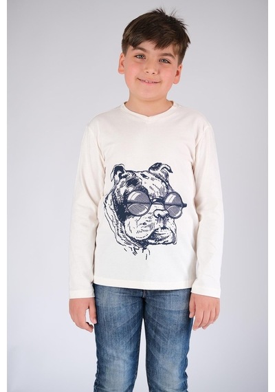 Vintage Uzun Kol Pamuk Tişört Beyaz Punky Animals 2022-B-0004
