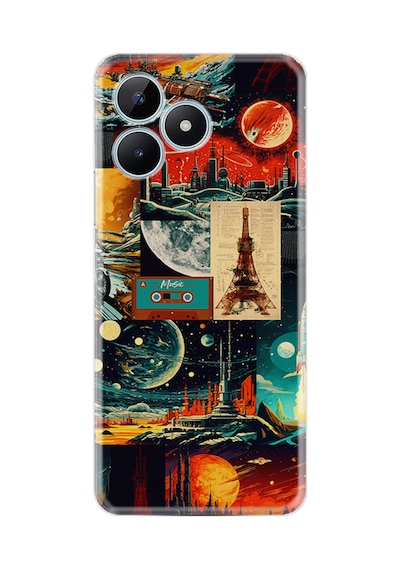 Realme 12 Lite Kılıf Hayat Serisi Desenli Retro Patchwork-product Code 2003