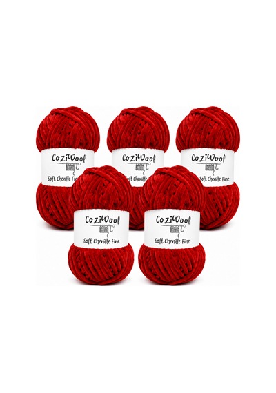 Kadife İp Soft Chenille Fine 5'li Paket 5x100 Gr 160 Mt El Örgü İpi Yakut - 925144855