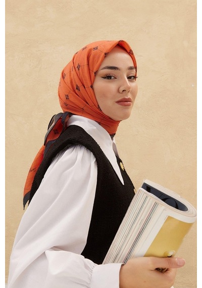 Silk Home Olinda Eşarp - Turuncu Siyah - Turuncu Siyah