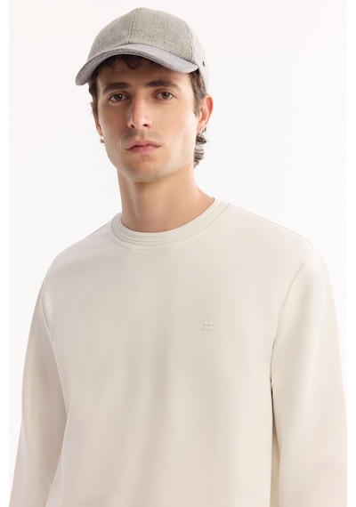 Avva Erkek Ekru Bisiklet Yaka Pamuklu Bi-stretch Regular Fit Sweatshirt A52y1271