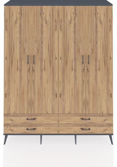 Hyperion Gardrop 6 Raflı 4 Çekmeceli 2 Askılı 176x44x221 Antrasit-çam Çam Hyperion Gardrop 6 Raflı 4 Çekmeceli 2 Askılı 176x44x221 Antrasit-çam Çam