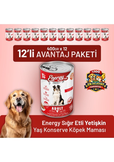 Energy Sığır Etli Yetişkin Yaş Köpek Maması 400 G - 12 Adet