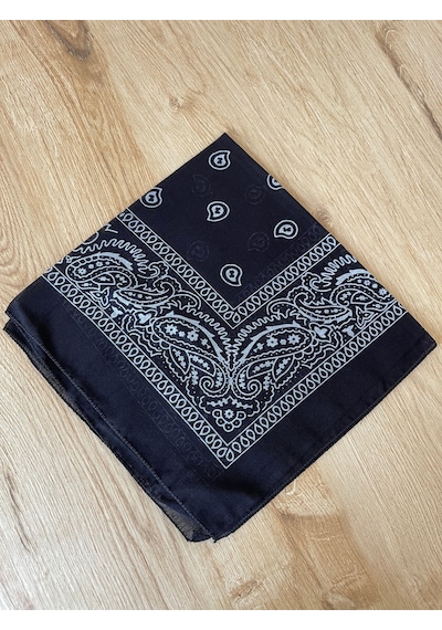 Pamuklu Klasik Desen Unisex Bandana Renkli Bandana Etnik Desenli A Kalite Bandana Siyah