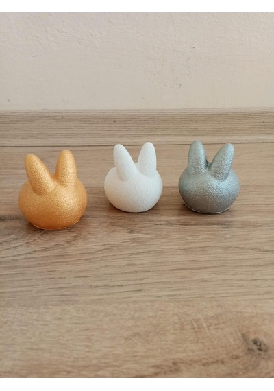 El Yapımı Tavşan Figürlü Dekoratif Mumluk & Tealight Obje 3'lü Set Çok Renkli