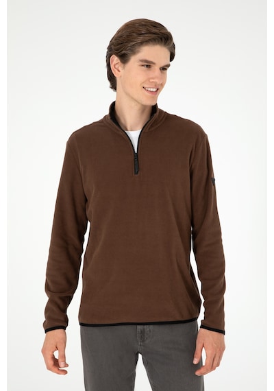 U.S. Polo Assn. Erkek Yarım Fermuarlı Kahverengi Basic Polar Sweatshirt 50298085-VR029 U.S. Polo Assn. Erkek Yarım Fermuarlı Kahverengi Basic Polar Sweatshirt 50298085-VR029