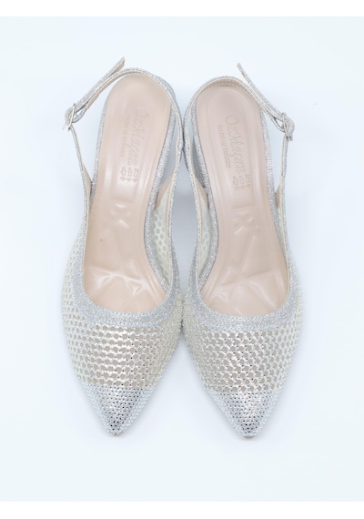 Nesilshoes Nesil Shoes Özma 4045 Gümüş Topuklu A. Açık Kadın Ayakkabı GÜMÜŞ
