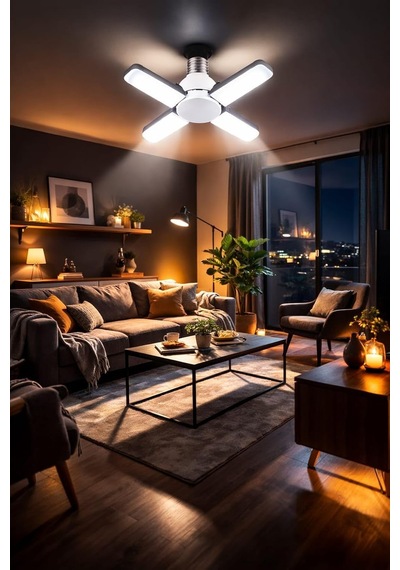 Tr 4 Kollu Katlanabilir Led Tavan Ampulü E27 Duy Uyumlu Yüksek Parlaklık Enerji Tasarruflu Modern Tavan Aydınlatma A Genel