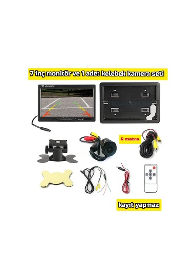 7 İnç Monitör Ve 1 Adet Kelebek Kamera Seti Kayıt Yapmaz 12 Volt