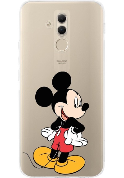 Huawei Mate 20 Lite Kamera Korumalı Kapak Mickey Mouse Tasarımlı Şeffaf Kılıf Şeffaf