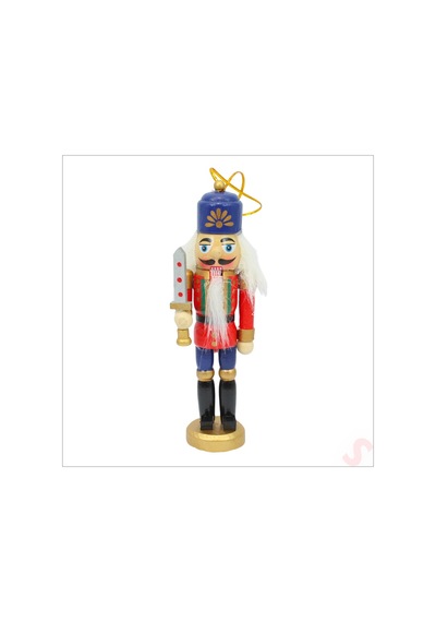 Kurşun Asker, Ahşap Fındıkkıran 13cm - Kılıçlı Kırmızı