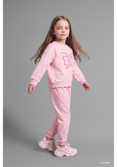 Defacto %100 Pamuk Baskılı Sweatshirt Üst Lastikli Paça Alt 2li Takım Kız Bebek I4475a526aupn167 Pembe-pn167