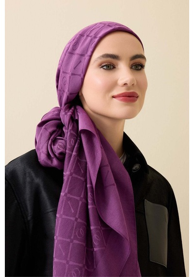 Imannoor İman I Kafes Krem Tencel Pamuk İpek Şal 70x200 Krem