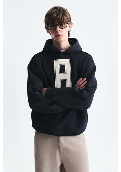Vamos Numara Baskılı Oversize Sweatshirt Siyah