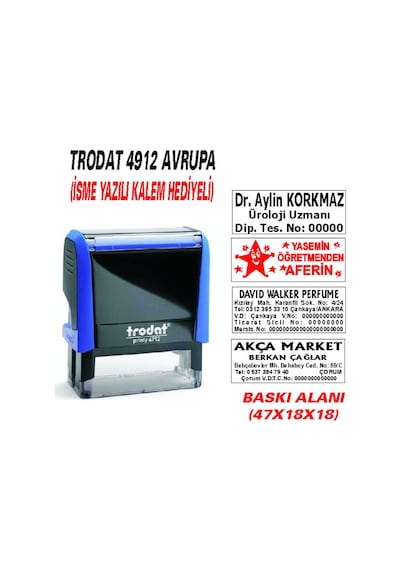 Trodat 4912 Firma - Ofis - Şirket - Doktor - Avukat Kaşesi Kırmızı N11.1462