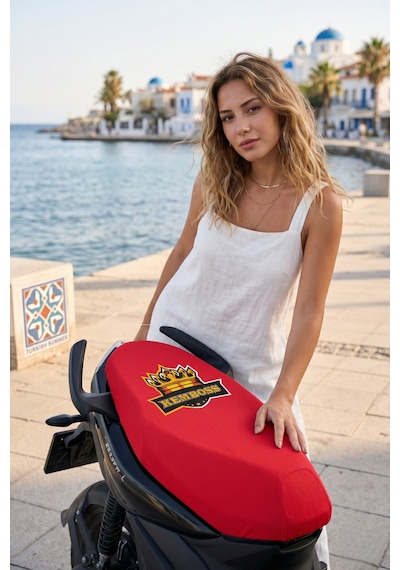 Universal Motor Sele Kılıfı Kırmızı Kaymaz Yüzeyli Scooter Ve Motosiklet Sele Koruyucu