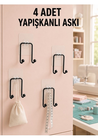 Shnstore 4 Adet Çok Amaçlı Yapışkanlı Askılık Ev Düzenleyici Duvar Askı Seti Shntknd0720 Çok Renkli