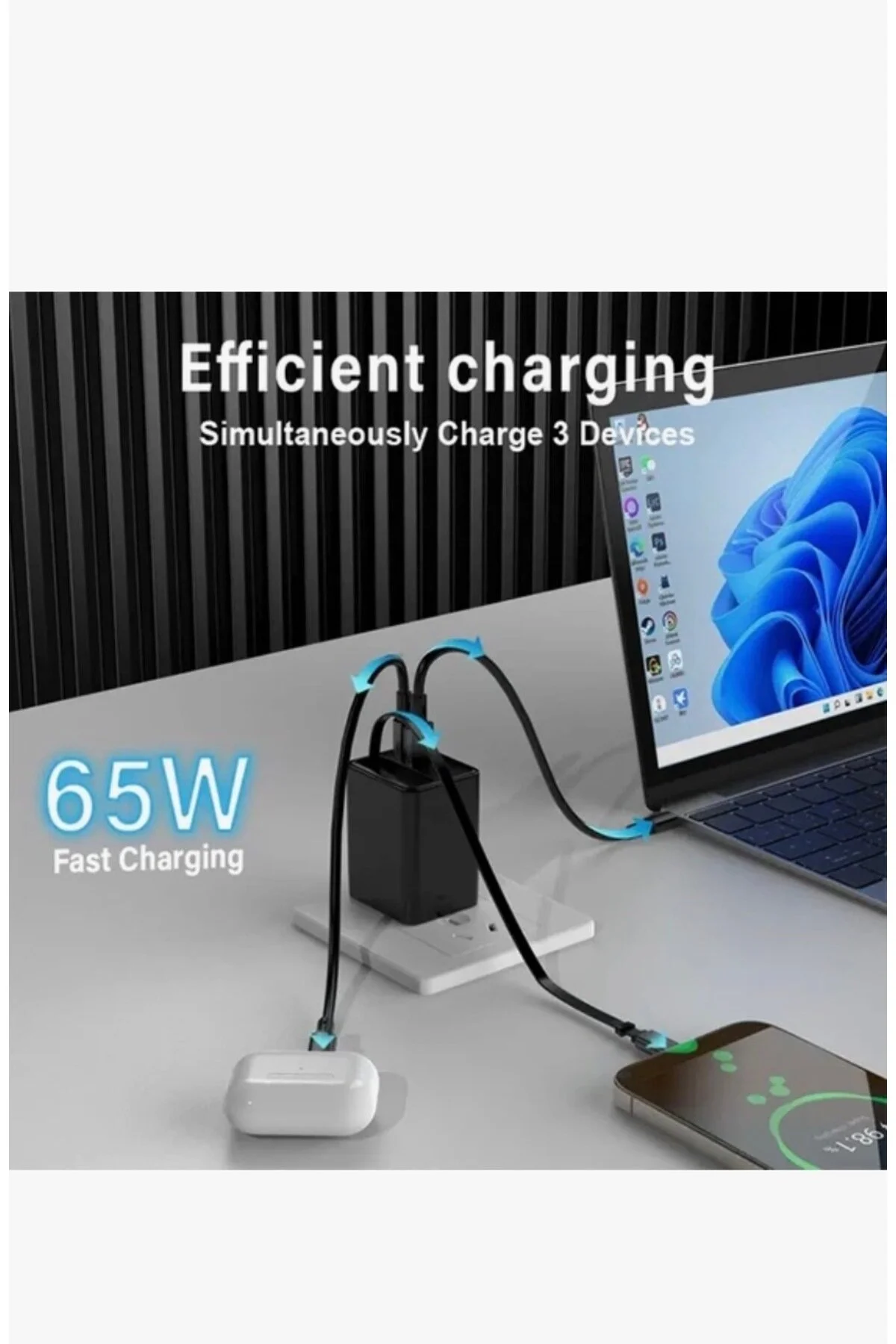 65w Geri Çekilebilir Kablolu Hızlı Şarj Aleti