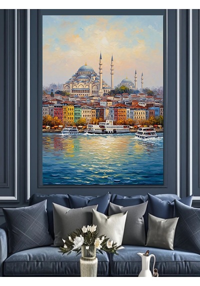 Ahşap Tablo İstanbul Boğazı Ve Camii Manzarası Çocuk Odası Tabloları