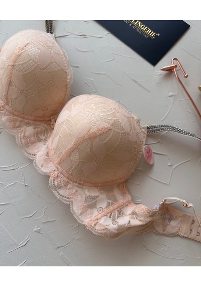 Jasmine Askıları Parlak Taşlı Hafif Destekli Dantelli Soft Cup İt Somon