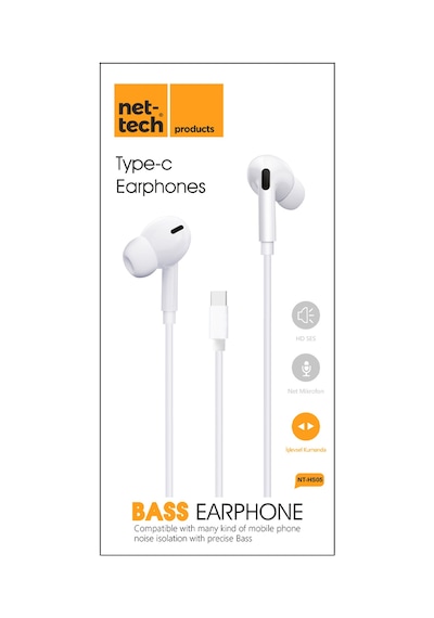 Nettech Nt-hs05 Type-c Girişli Kulak İçi Kulaklık Beyaz Diğer
