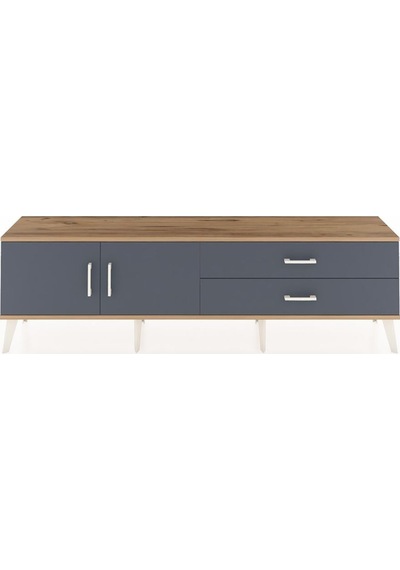 Arges Tv Ünitesi Tek Raflı 2 Çekmeceli 2 Kapaklı 176x30x51 Çam-antrasit/antrasit Antrasıt/antrasıt