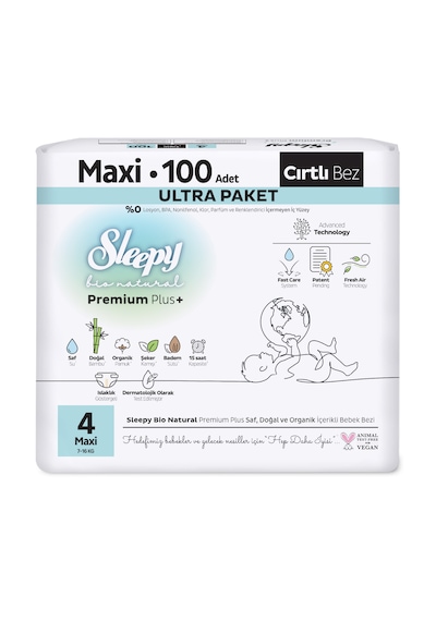 Sleepy Bio Natural Premium Plus Ultra Paket Bebek Bezi 4 Numara Maxi 100 Adet 4 Numara