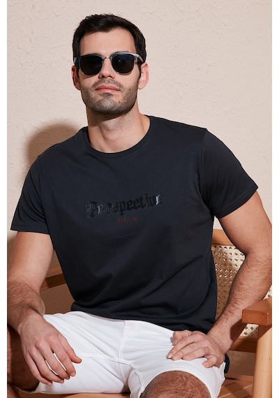 Buratti Pamuklu Slim Fit Bisiklet Yaka Erkek T Shirt 541Perspective Koyu Antrasit