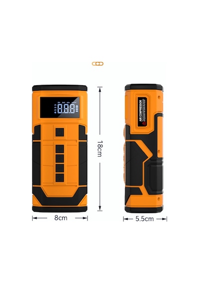 Araç Akü Şarj Led 8000mah14.8v Hava Pompası 4 İn 1 Taşınabilir Akü Takviye Ve Pompa Güç Bankası Işık