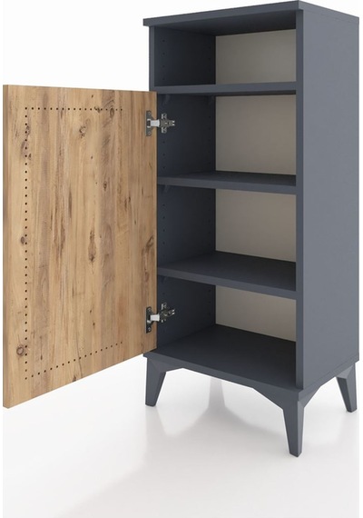 Arges Komodin 3 Raflı Tek Kapaklı 44x30x96 Antrasit-çam Antrasit