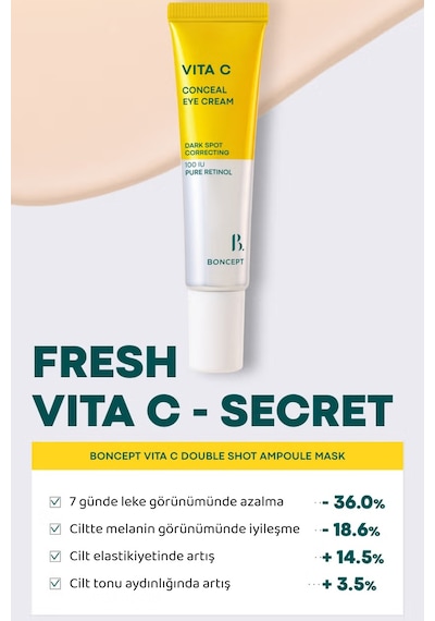 Retinol Ve C Vitamini İçeren Aydınlık Görünüm Sağlayan Conceal Göz Kremi Vita C Eye Cream