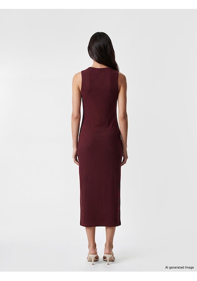 Lcw Vision Bordo Bisiklet Yaka Fitilli Bodycon Elbise
