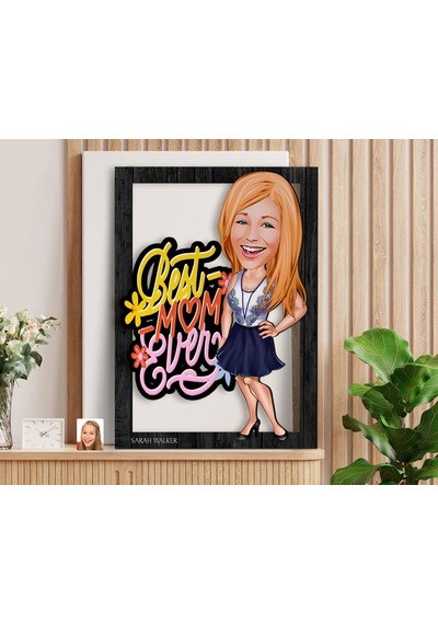 Bk Gift Kişiye Özel Anneler Günü Karikatürlü 3d Ahşap Tablo, Anneye Hediye, Anneler Günü Hediyesi-3