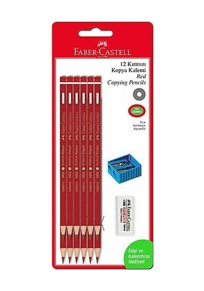 Faber-castell Silgi Ve Kalemtıraş Hediyeli 12 Li Kırmızı Kalem Seti