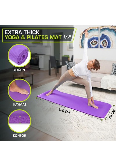 10 Mm Kalınlıkla Konforlu Pilates Minderi Ve Taşıma Çantası - 180x60 Cm  Egzersiz Için Ideal Altın