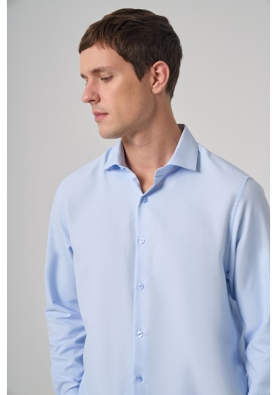 Morven Erkek A. Mavi Polyester Trend Desenli Dynamic Fit İtalyan Yaka Gömlek 26mc004021311 A. Mavi