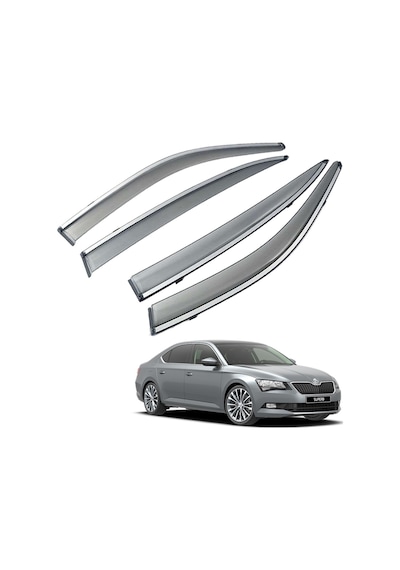 Skoda Süper B Mügen Cam Rüzgarlığı Kromlu Rüzgarlık Paslanmaz Kromlu 2015 Sonrası Füme Renk