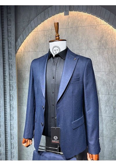 Dupont Classics Dupont Slim Fit Mono Yaka 6 Drop Yarım Astar Çift Yırtmaç 2'li Takım Elbise Lacivert Dupont Classics Dupont Slim Fit Mono Yaka 6 Drop Yarım Astar Çift Yırtmaç 2'li Takım Elbise Lacivert
