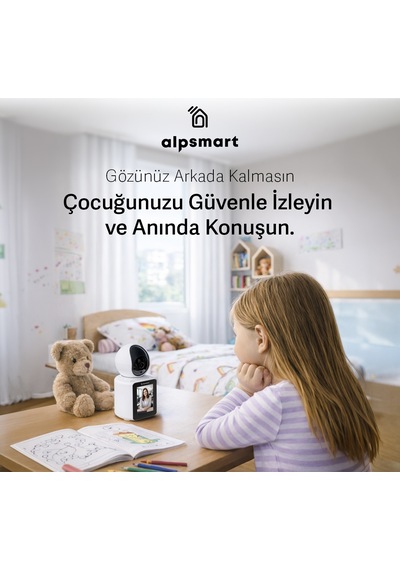 Alpsmart As670 Akıllı Wifi Güvenlik Kamerası Kendinden Ekranlı...