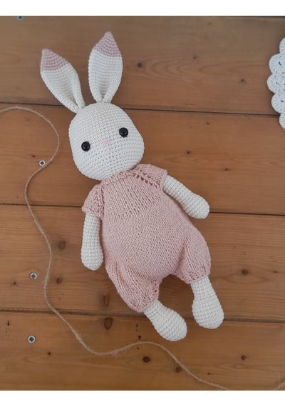 Amigurumi Tulumlu Tavşan Açık Pembe