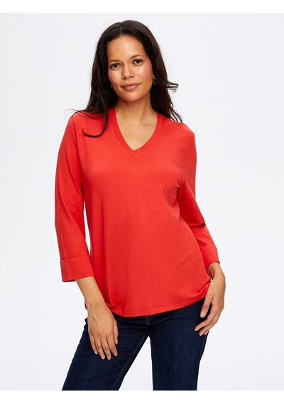 V Yaka Truvakar Kol T-shirt W26tsh002 Bw26tsh00241 Kırmızı