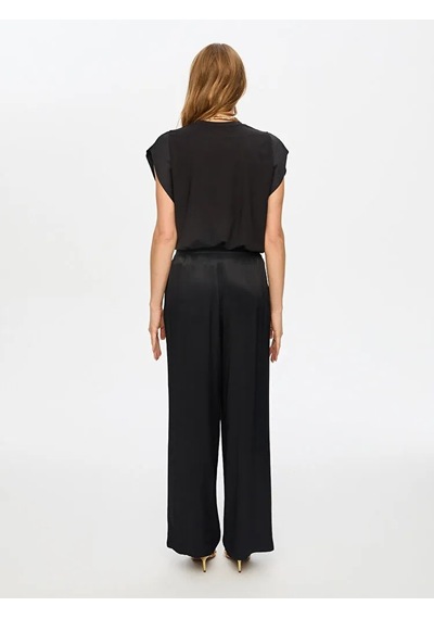 Faik Sönmez Wide Leg Fit Beli Lastikli Rayon Kadın Viskon Pantolon S26pnt004 Siyah