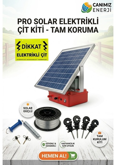 Güneş Enerjili Elektrikli Çit Dev Kapasite Paketi 30 Dönüm Etkili Maksimum Güç