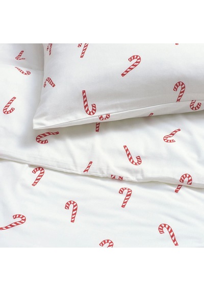 Ikea Lovsangare Tek Kişilik Nevresim Takımı 110 X 130 Cm Beyaz - Kırmızı