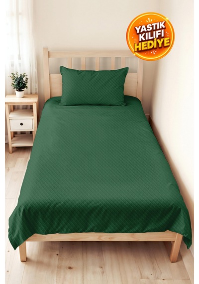 Yeşil Kapitone Genç Odası Tek Kişilik Pike Takımı - Modern Zümrüt 160x220 Cm Kapitone Yatak Örtüsü Sabahçı Dal Dokunuşu